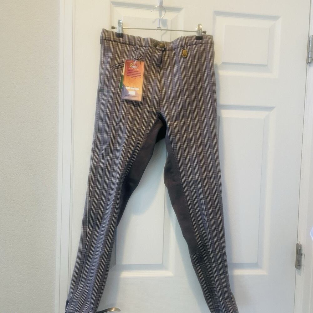 NWT VEQUI Full Seat English Riding Pants/ Britches,Grey Plaid Womens US Sz 32 - Picture 7 of 7